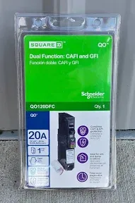 Square D QO 20A Single-Pole CAFCI Dual Function Circuit Breaker QO120DFC