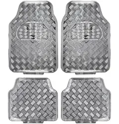 BDK Universal Fit 4-Piece Metallic Design Car Floor Mat - Silver MT