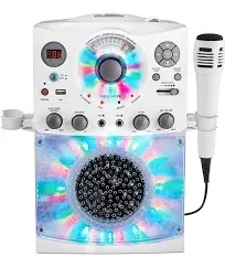  SML385UW Bluetooth Karaoke System with LED Disco Lights, CD+G, USB, White USB