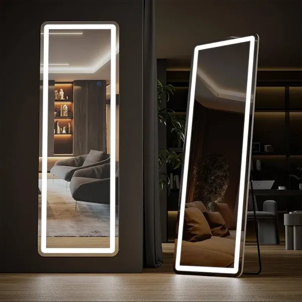 Sweetcrispy Full Length Mirror with LED Lights Standing Floor Mirror