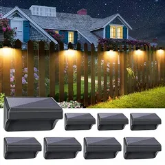 Aulanto Solar Fence Lights with Warm White and RGB Lock Mode, 8Pack Color Glow Light for Fence IP65Waterproof Solar Outdoor Lights for Fence Outside