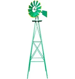 8 ft. Ornamental Windmill Backyard Garden Decoration Weather Vane with 4 Legs DESIGN-GREEN