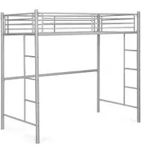 Costway Twin Loft Bed Frame with 2 Ladders Full-length Guardrail