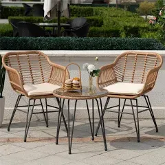 3 Piece Outdoor Wicker Furniture Patio Bistro Set