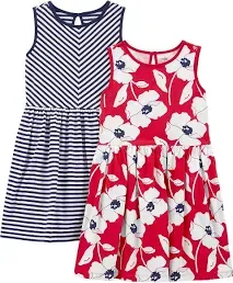 Simple Joys by Carter's Girls' Short-Sleeve and Sleeveless Dress Sets, Pack of 2