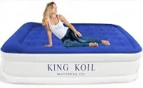 King Koil Plush Pillow Top King Air Mattress with Built-in High-Speed Pump Best for Home, Camping, Guests, 20" King Size Luxury Double Airbed Blow Up Bed, 1-Year Manufacturer Warranty