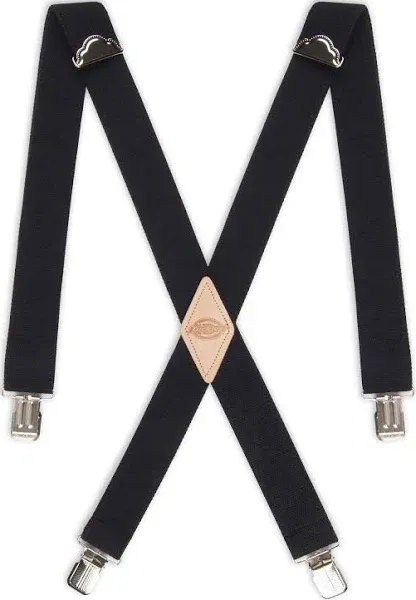  Mens 1-1/4 Solid Straight Clip Apparel Suspenders, Black, One Size Us