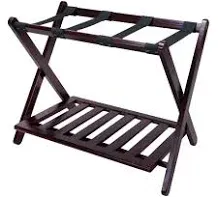 Casual Home Luggage Rack with Shelf, Natural