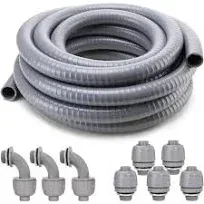 1/2&#034; Non-Metallic Conduit Kit - 25ft Flexible Electrical Conduit with Connectors