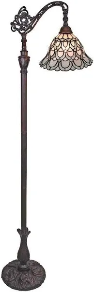 Amora Tiffany Floor Lamp Torchiere - Arched Style Peacock Floor Lamp - 62” Tall Peacock Floor Stained Glass Lamp - Tiffany Floor Lamps for Living Room