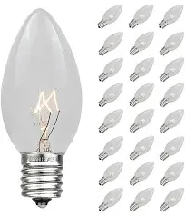 Novelty Lights 5 Pack C9 Outdoor Christmas Replacement Bulbs, Clear, E17/C9 Intermediate Base, 7 Watt