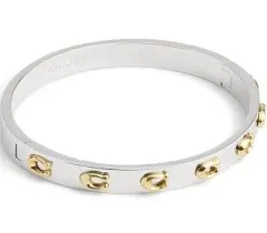 Coach Signature C Hinged Bangle Bracelet - Two-Tone