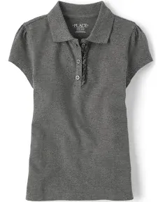 The Children's Place Girls' Short Sleeve Ruffle Pique Polo