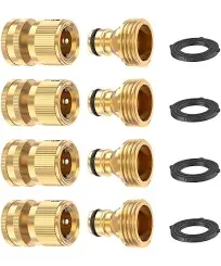 Kesfitt Garden Hose Quick Connector Solid Brass,3/4 Inch GHT Thread Fitting N...