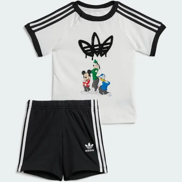 adidas x Disney Mickey Mouse Shorts Tee Set Kids White