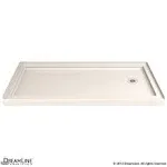 DreamLine DLT-1136601-22 Slimline 36 in. D x 60 in. W x 2 3/4 in. H Left Drain Single Threshold Shower Base Biscuit