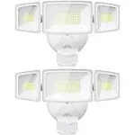 Onforu 65W 6500LM, 6500K Motion Sensor LED Security Lights BD08 White, Adjustable 3 Head, IP65 Waterproof Wall Light / 2 Pack