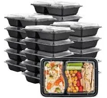 50 Sets 28 Oz. Meal Prep Containers with Lids, 2 Compartment Lunch Containers,