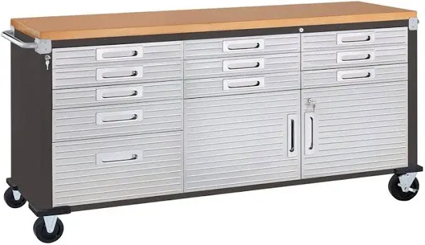 Seville Classics Rolling Workbench with 11 drawers, 182,9 x 50,8 x 95,2 cm, graphit