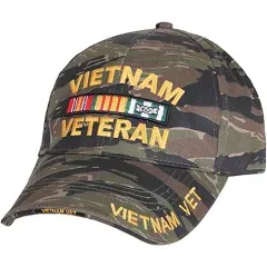 Vietnam Veteran Baseball Cap, Tiger Camo Military Cotton Hat Ribbons Men Women