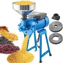 VEVOR Electric Grain Spice Mill Grinder 1500W 110V Commercial Corn Mill with Funnel Thickness Adjustable - 3000W