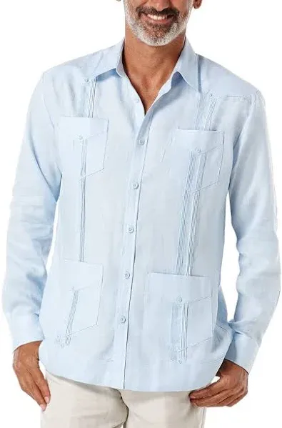 Cubavera Men's 100% Linen Classic Guayabera Long Sleeve Shirt