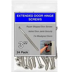 Satin Silver Nickel Wood Screws 9 X 3 Inch – Extra Long Door Hinge Screws - D...