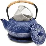 Japanese Cast Iron Teapot with Infuser - Blue 27 oz 3 Pcs