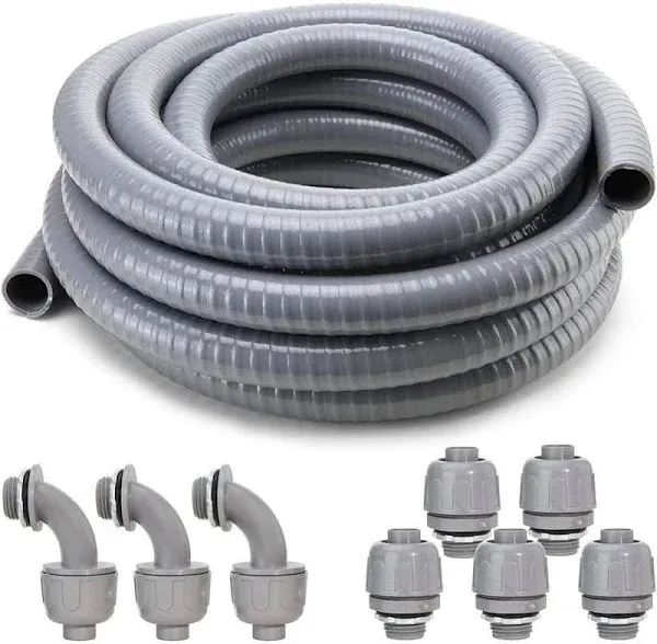 3/4 in. 25 ft. Electric Non Metallic Polyvinyl Chloride Flexible Liquid Tight Conduit and Connector Kit