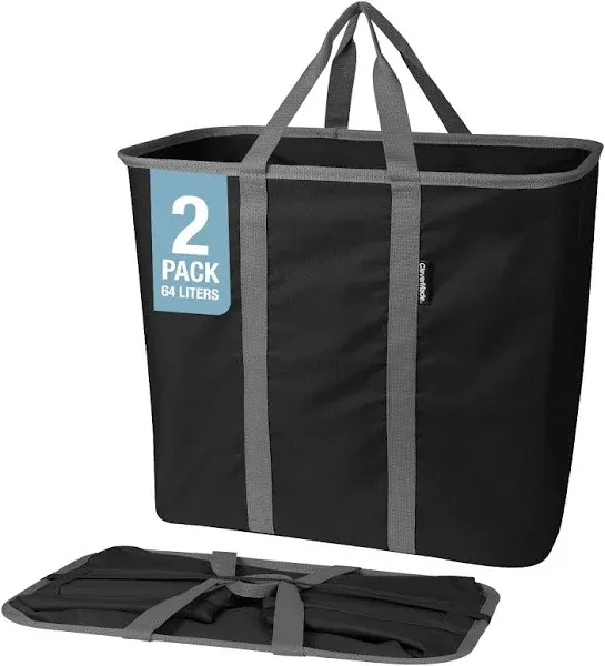 Clevermade Collapsible Laundry Caddy, Charcoal/Gray 2PK - 64L (17 Gal) Large Fol