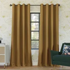 Sun Zero Nordic 2-Pack Theater Grade Noise Reducing Extreme 100% Blackout Grommet Curtain Panel Pair, 52" x 96, Gold