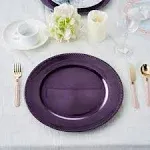 6 pcs 13&#034; Purple BEADED Round CHARGER PLATES Wedding Party Dinner Supplies