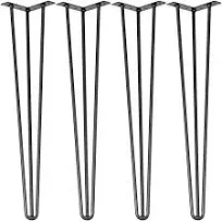 VEVOR Hairpin Table Legs Black Set of 4 Desk Legs Each 220lbs Capacity Hairpin Desk Legs 3 Rods for Bench Desk