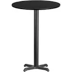 Flash Furniture 30'' Round Black Laminate Table Top with 22'' x 22'' Bar Height Table Base