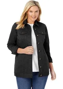 Woman Within Plus Size Women's Long Stretch Denim Jacket