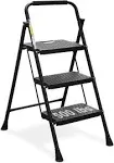 3 Step Folding Ladder With Handgrip Anti-Slip Sturdy Wide Pedal Step Ladder  US