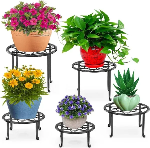 5 Pack Metal Plant Stands,Heavy Duty Potted Holder for Flower Pot,Indoor Black