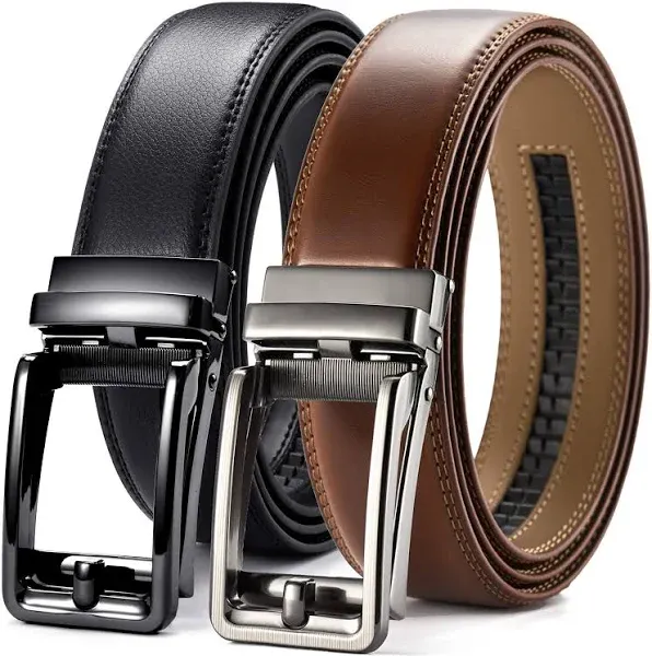 CHAOREN Leather Ratchet Belt Men 2 Pack