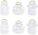 Vixdonos Taper Glass Candlestick Holders Tealight Candle Holders for Table Centerpieces, Wedding Decor and Dinner Party (6 Pcs, Gold Rim Clear)