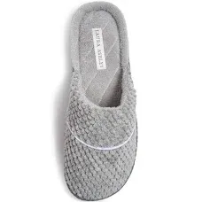 Laura Ashley Womens Rugged Memory Foam Terry Cloth Spa Slippers, Soft Non Slip Rubber Bottom Closed Toe House Slider