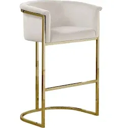 Best Quality Furniture Bar Stools (Single) Cream Velvet with Gold Iron Frame