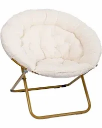 Flash Furniture Gwen 38" Oversize Portable Faux Fur Saucer Moon Chair Folding Dorm and Bedroom