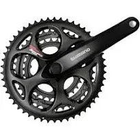 Shimano Tourney FC-A073 Crankset - 170mm, 7/8-Speed, 50/39/30t, Riveted, Square Taper JIS Spindle Interface, Black