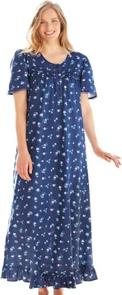 Plus Size Women's Long Floral Print Cotton Gown by Dreams & Co