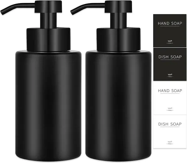 GM GMISUN GMISUN Black Soap Dispenser Hand Soap Dispenser Bathroom 2 Pack Hand and Dish Soap Dispenser Set for Kitchen 12oz Glass Liqui