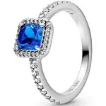 Pandora Blue Square Sparkle Halo Ring