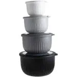 Nesting Prep Bowl Set with Lids - Small Bowls in Multiple Sizes and Blue Ombre Design