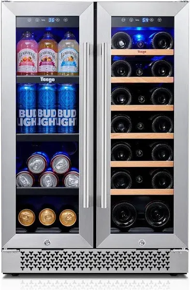 24 in. 20-Bottles Wine and 60-Cans Beverage Cooler