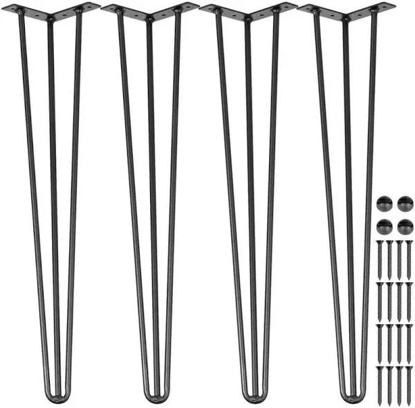 VEVOR Hairpin Table Legs Black Set of 4 Desk Legs Each 220lbs Capacity Hairpin Desk Legs 3 Rods for Bench Desk