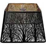 Medium Square Lamp Shades,  Metal Lampshade with Pattern of Trees for Table Lamp